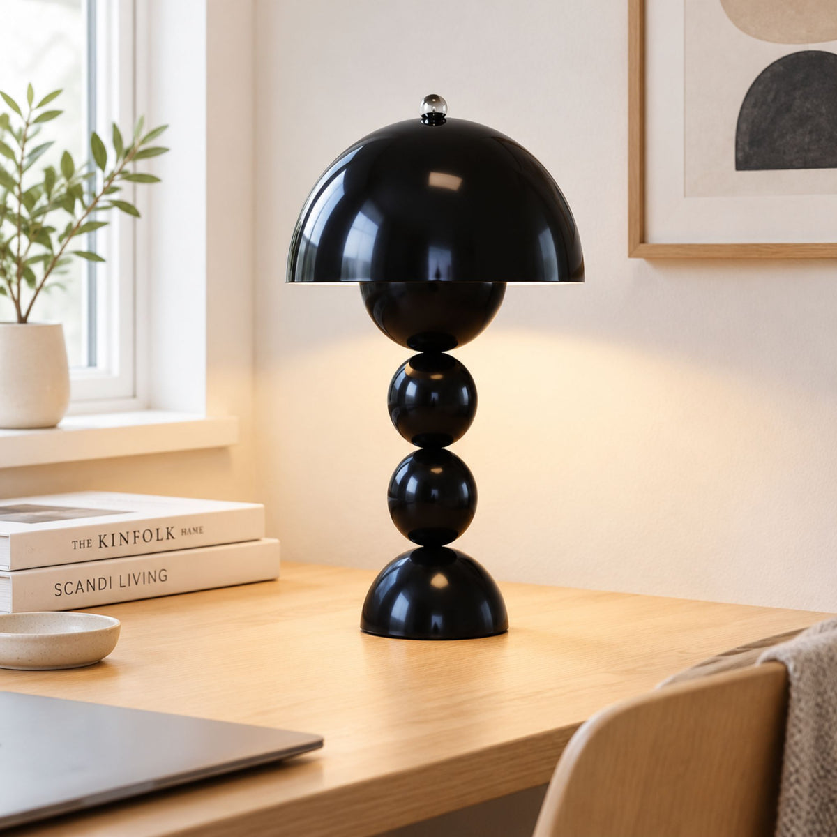 lampe champignon artistique rechargeable couleur noir bureau
