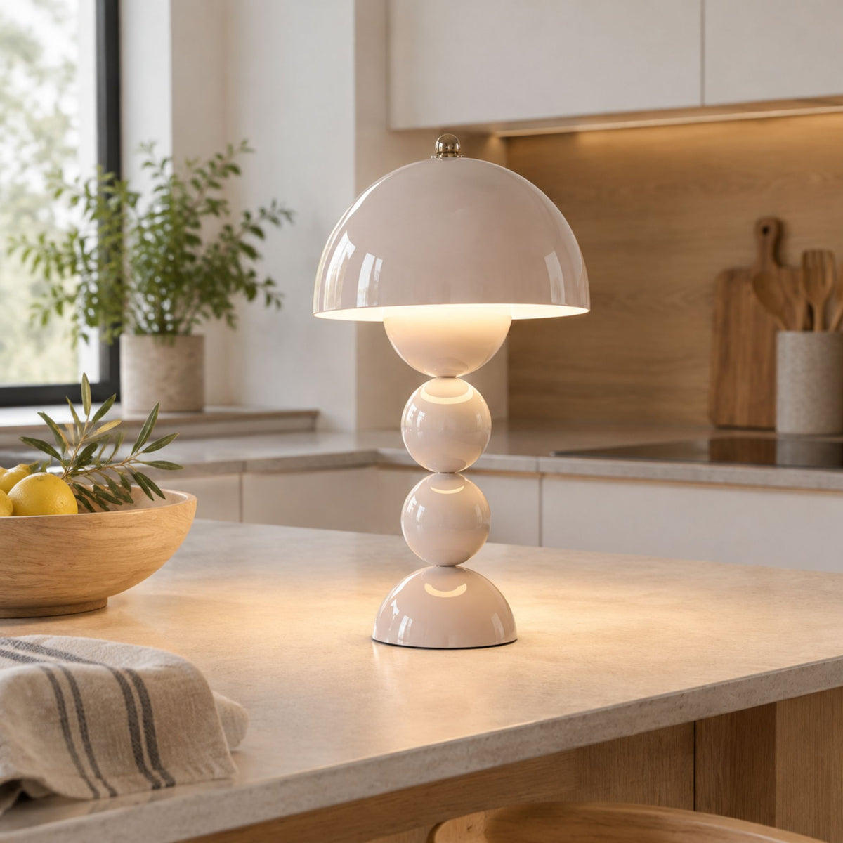 lampe champignon artistique rechargeable gris comptoir