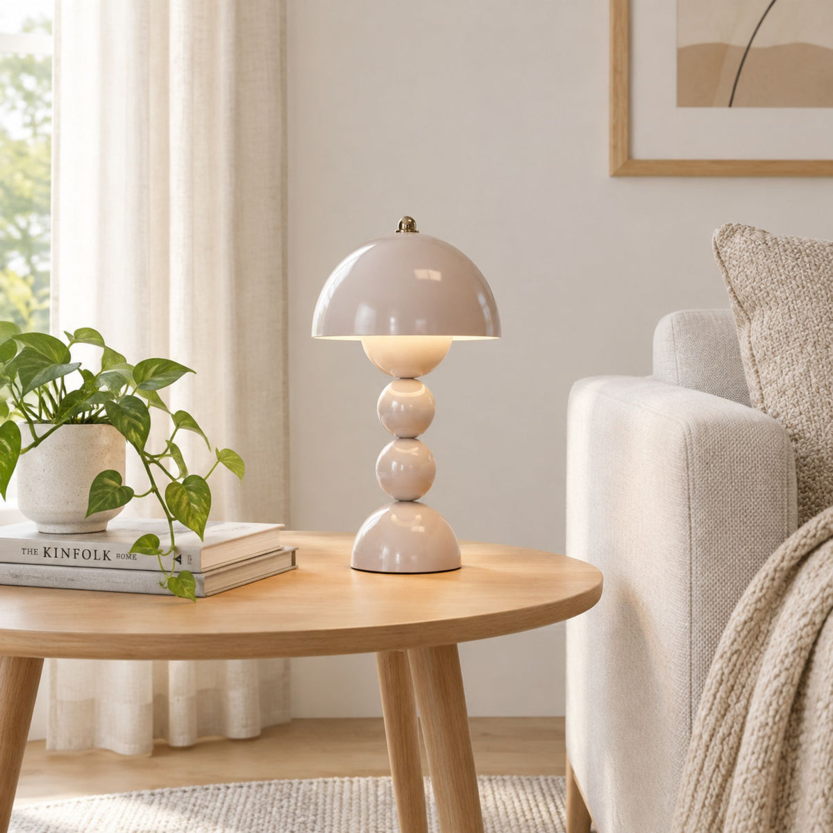 lampe champignon artistique rechargeable gris sejour
