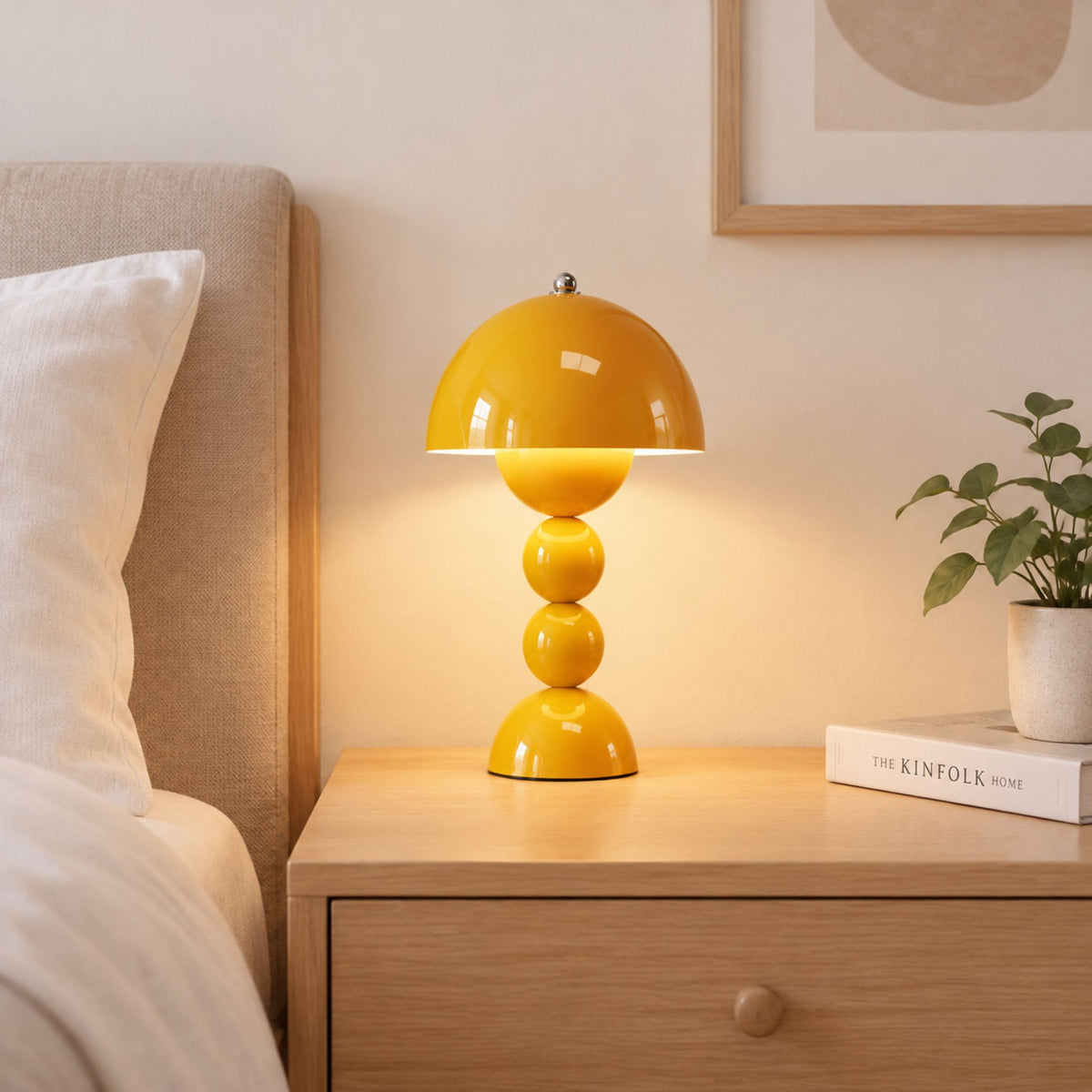 lampe champignon artistique rechargeable jaune chevet