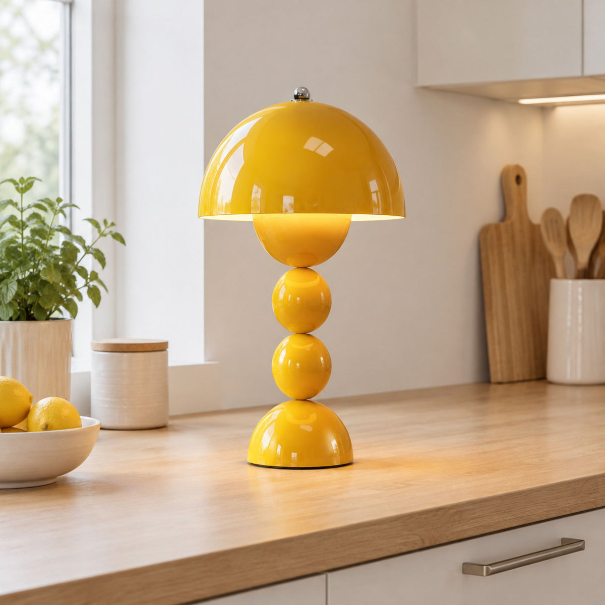lampe champignon artistique rechargeable jaune comptoir