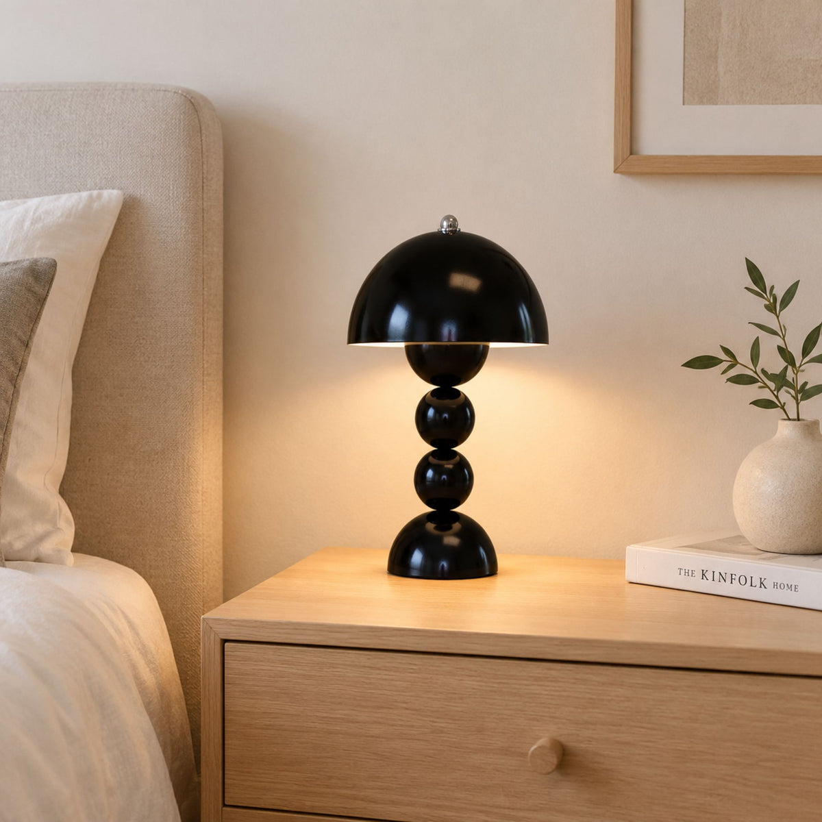 lampe champignon artistique rechargeable noir chevet