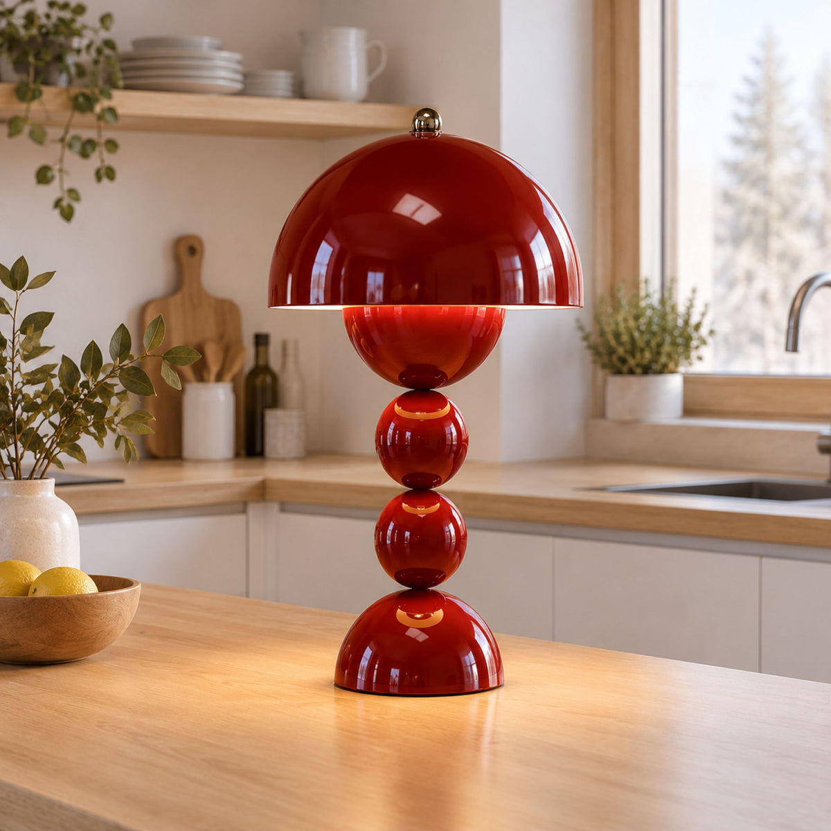 lampe champignon artistique rechargeable rouge vin comptoir