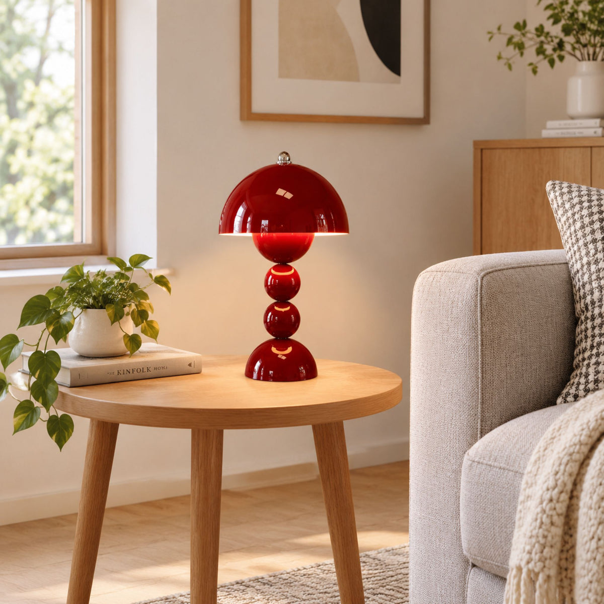 lampe champignon artistique rechargeable rouge vin sejour