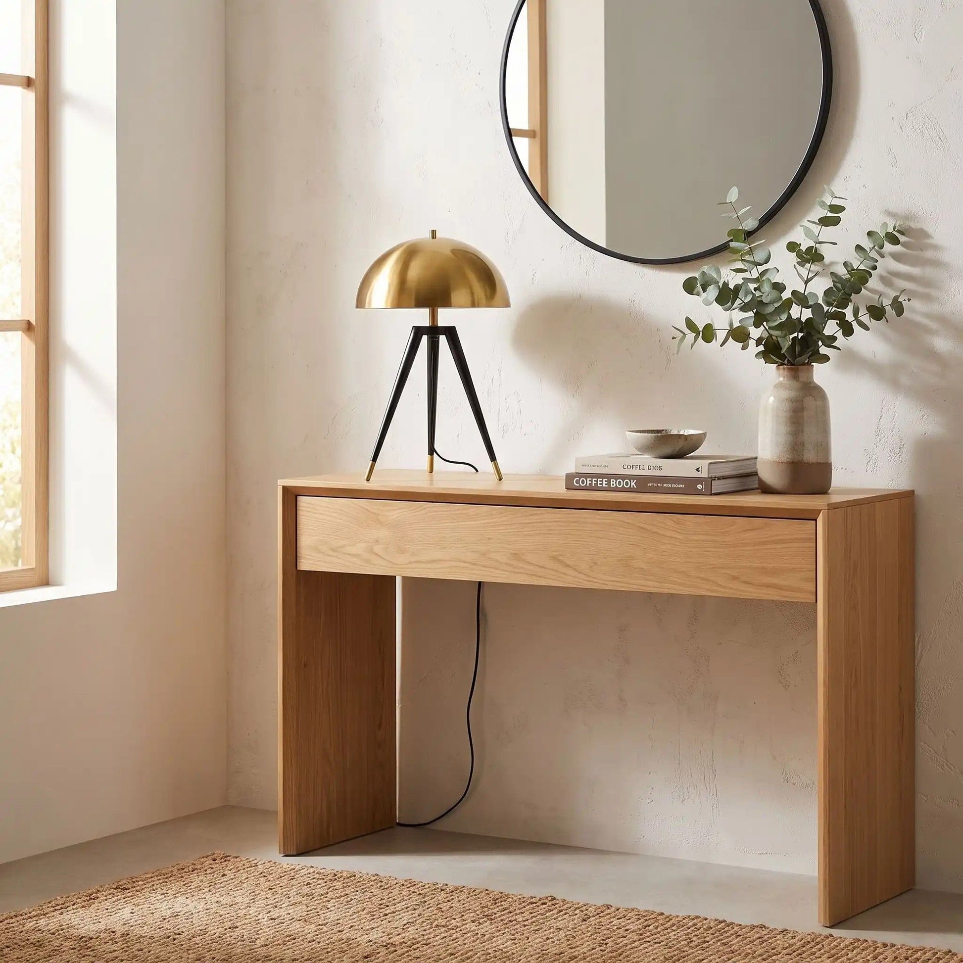 lampe champignon avec miroir doree mid century