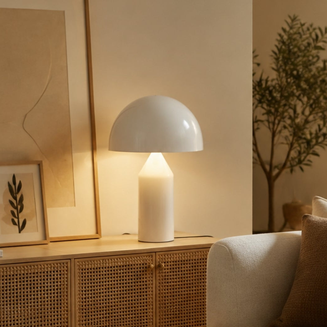 lampe champignon blanche sejour decore vu rapproche design iconique italien