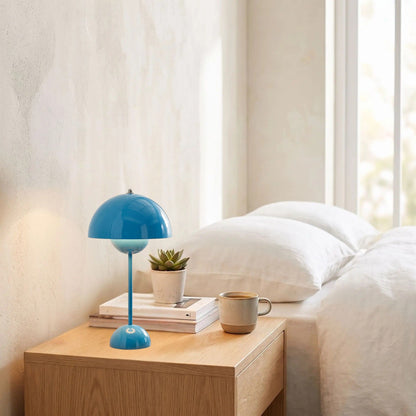 lampe champignon bleu ciel chevet avec cafe design italien rechargeable