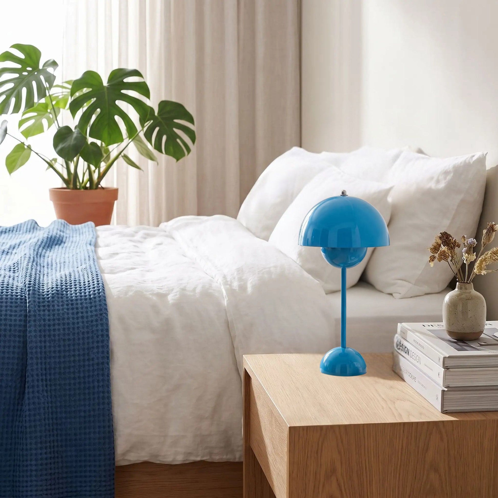 lampe champignon bleu ciel table chevet design italien rechargeable
