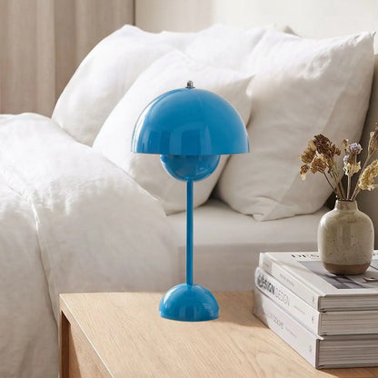 lampe champignon bleu ciel table chevet vu rapproche design italien rechargeable