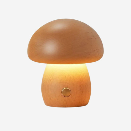 lampe champignon bois hetre court petite tactile bois