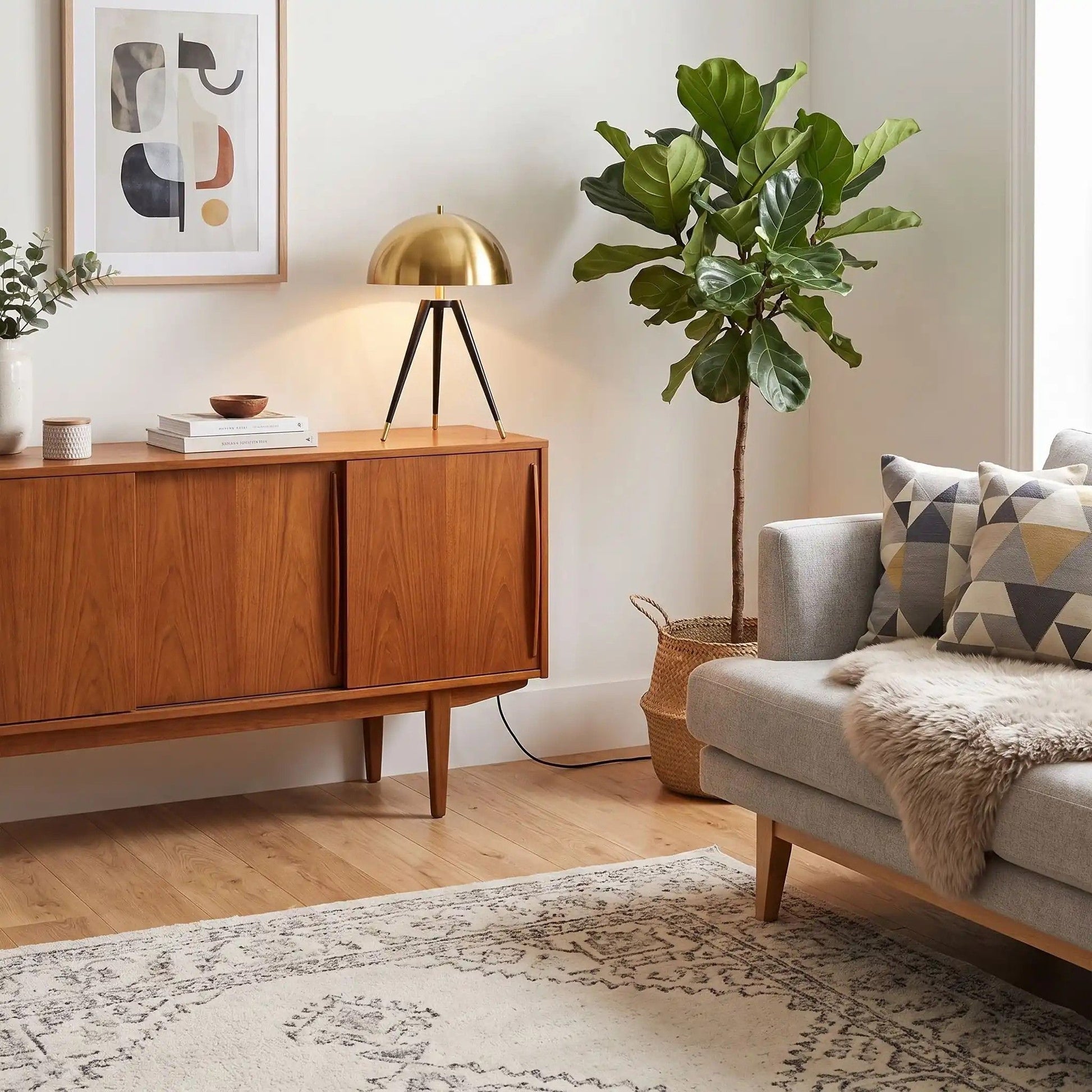 lampe champignon console doree mid century