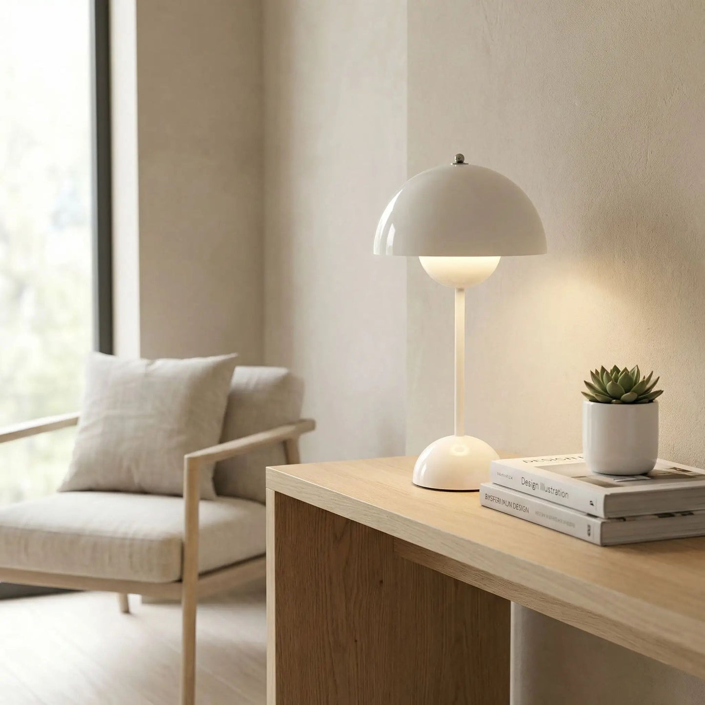 lampe champignon couleur blanc rechargeable table salon design italien rechargeable