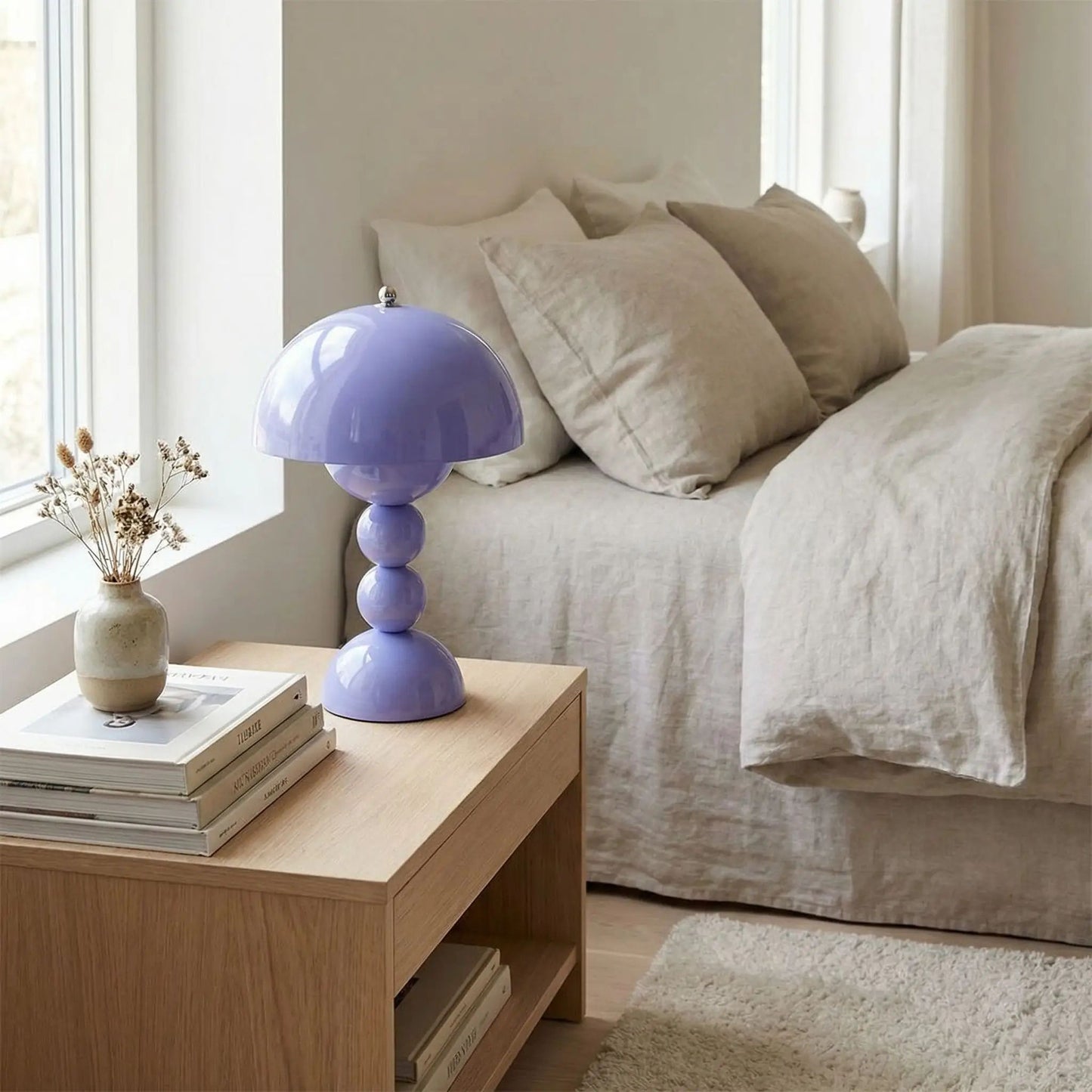 lampe champignon couleur bleu leger table chevet artistique rechargeable