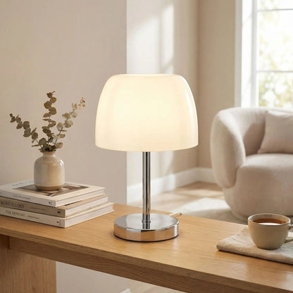 lampe champignon couleur creme table sejour verre confort