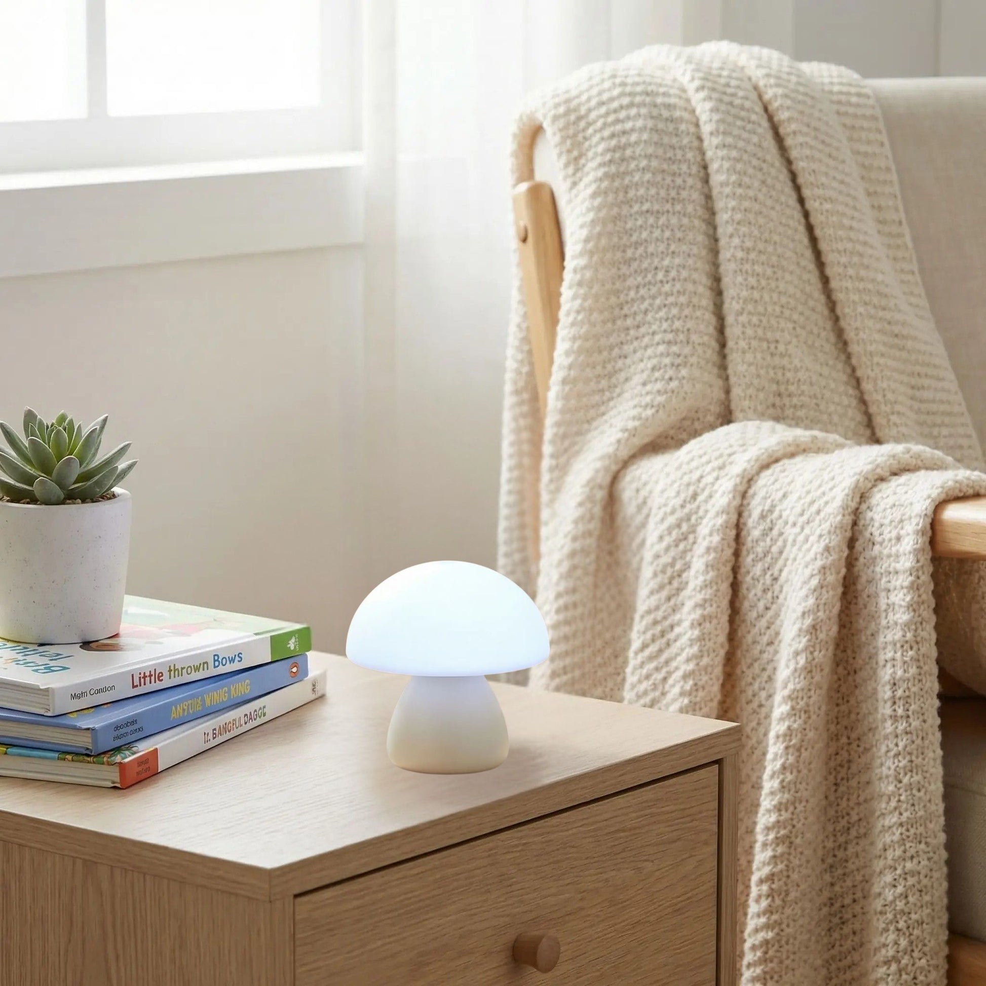 lampe champignon couleur creme temperature blanc froid mini tactile rechargeable