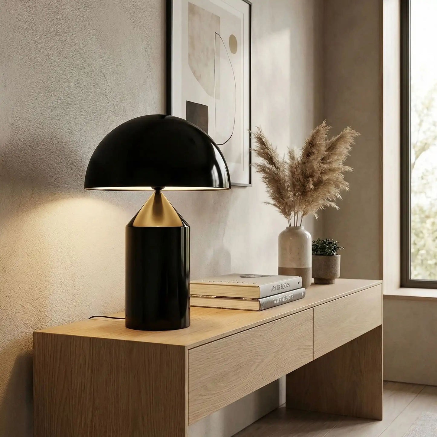 lampe champignon couleur noir 50 cm table sejour creative moderne