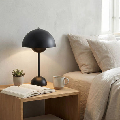 lampe champignon couleur noir mat table chevet design italien rechargeable