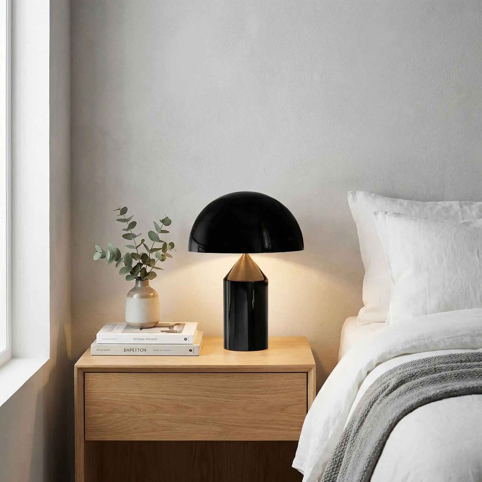 lampe champignon couleur noir table chevet creative moderne