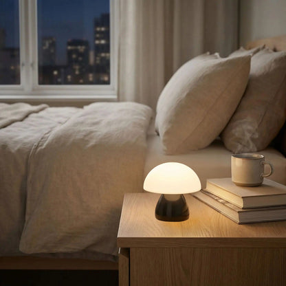 lampe champignon couleur noir temperature blanc chaud table chevet mini tactile rechargeable