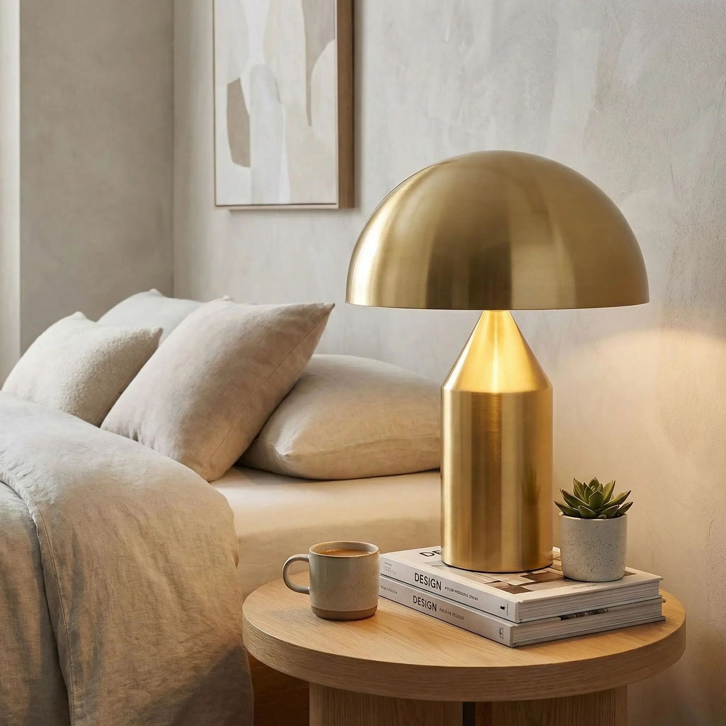 lampe champignon couleur or 50 cm table chevet creative moderne