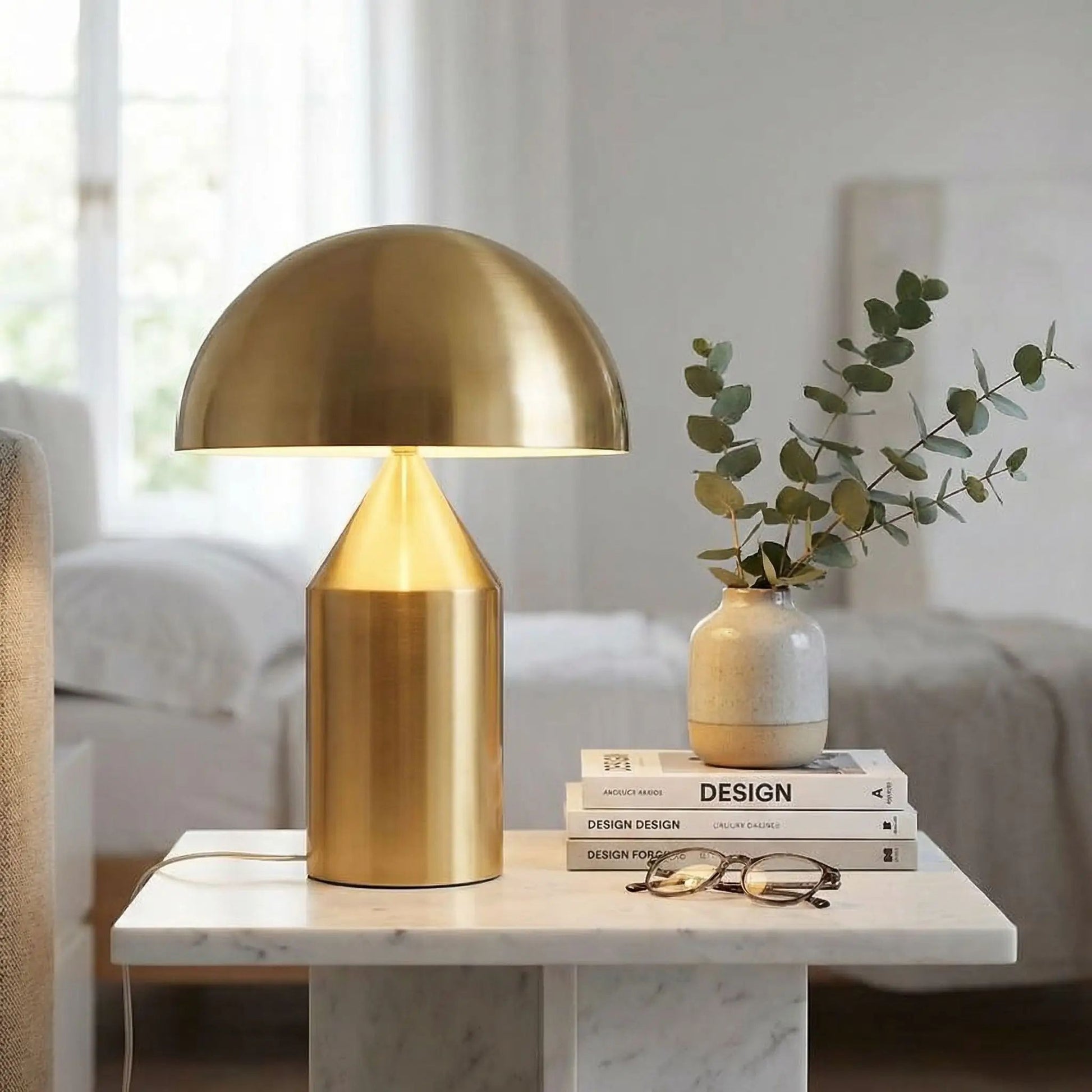 lampe champignon couleur or sur table chevet creative moderne