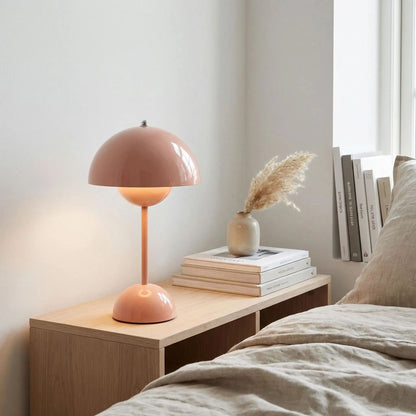 lampe champignon couleur rose table chevet design italien rechargeable