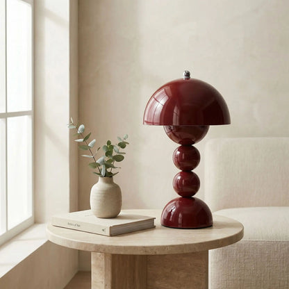 lampe champignon couleur rouge vin table sejour artistique rechargeable