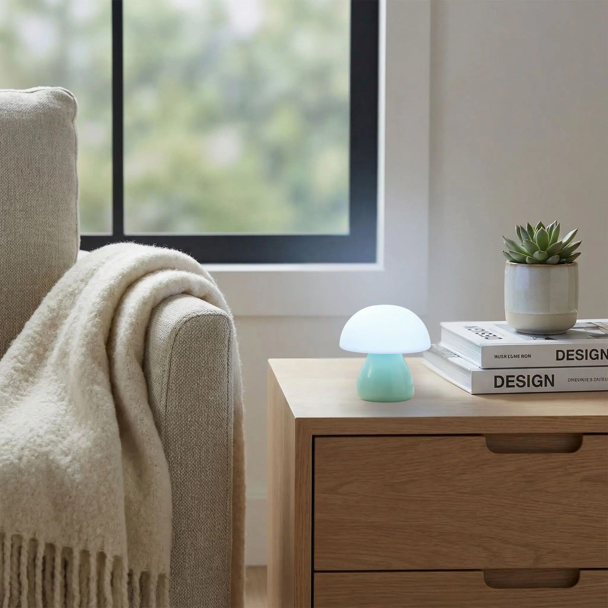 lampe champignon couleur vert menthe temperature blanc froid table sejour mini tactile rechargeable