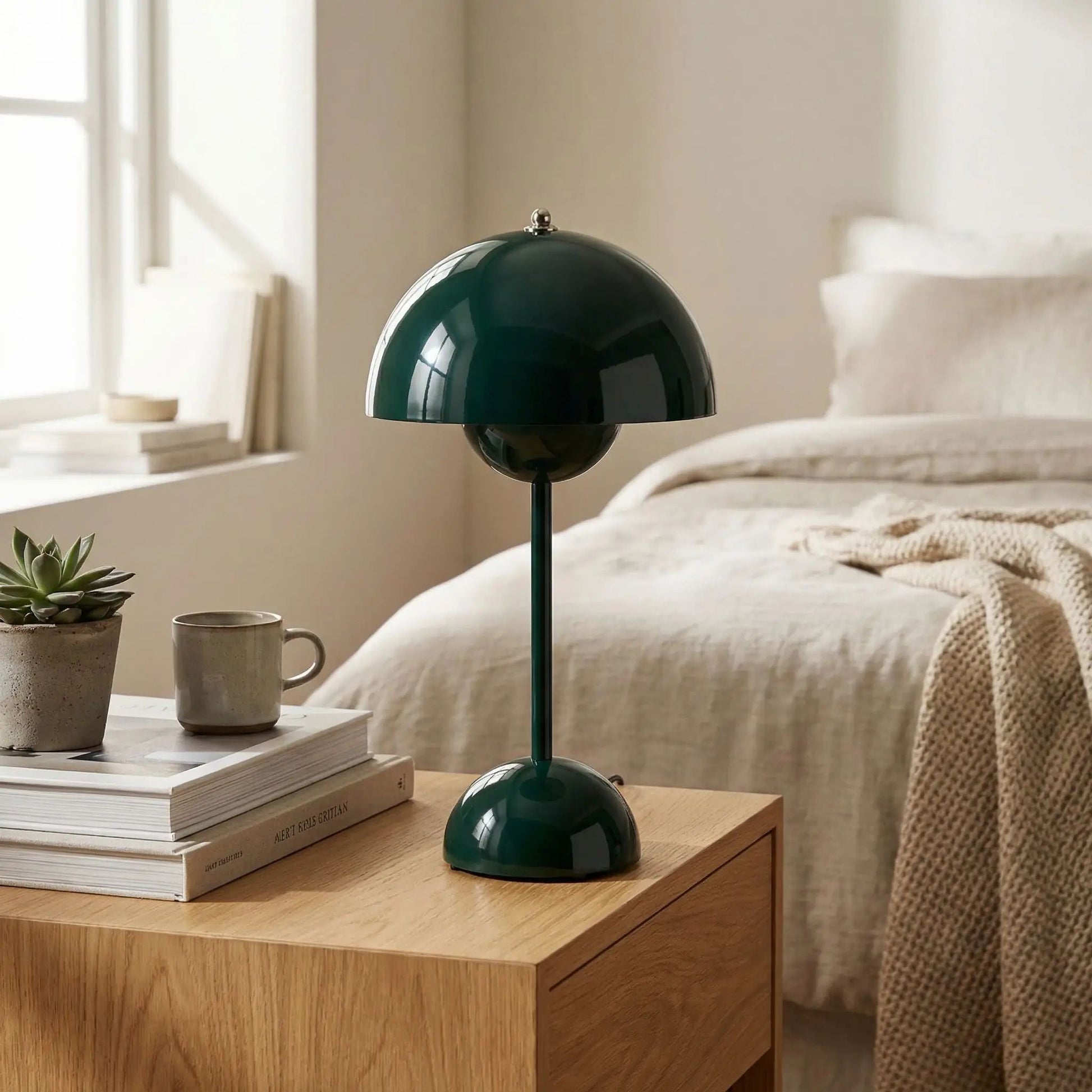 lampe champignon couleur vert table chevet design italien rechargeable