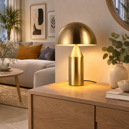 lampe champignon doree avec miroir design iconique italien