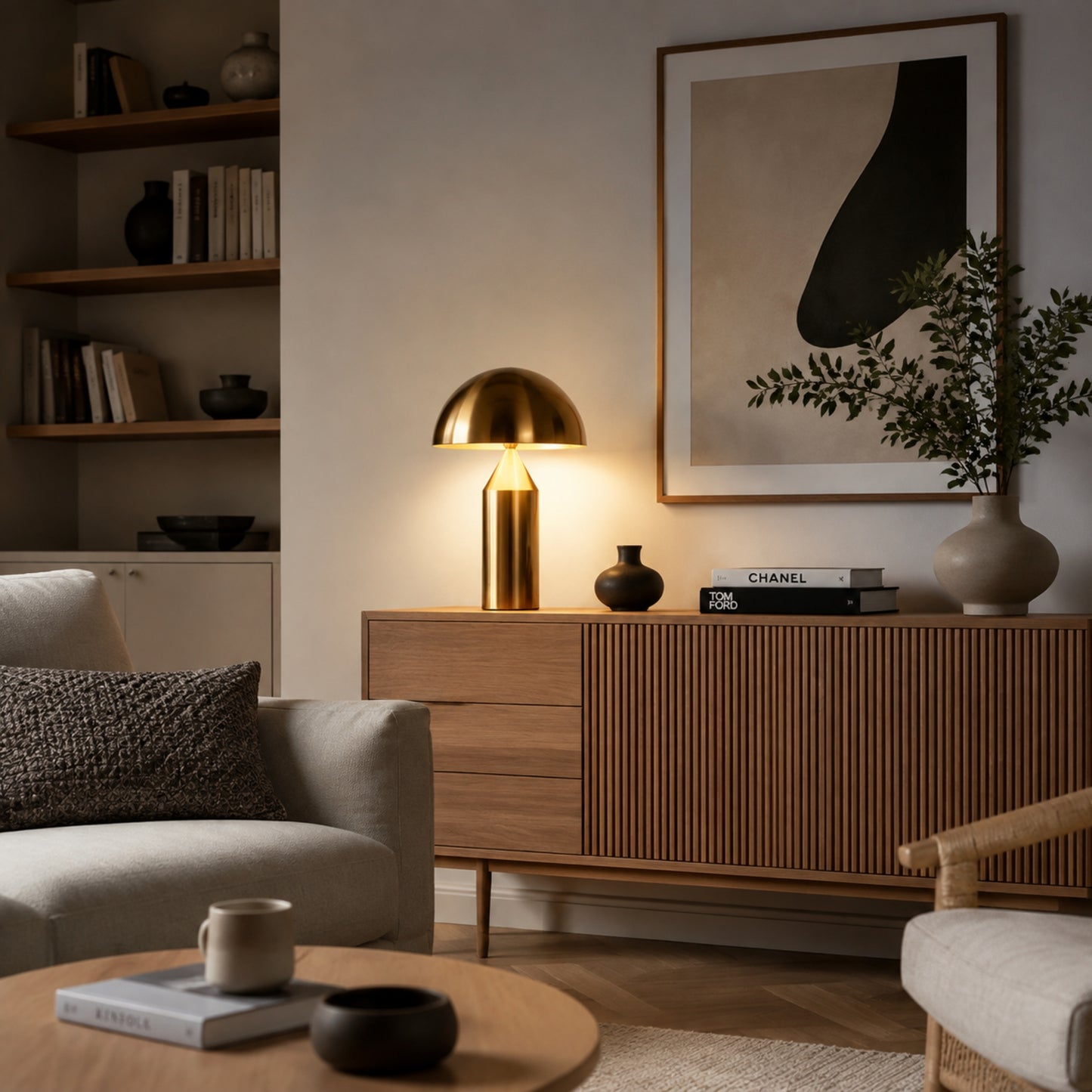 lampe champignon doree design iconique italien