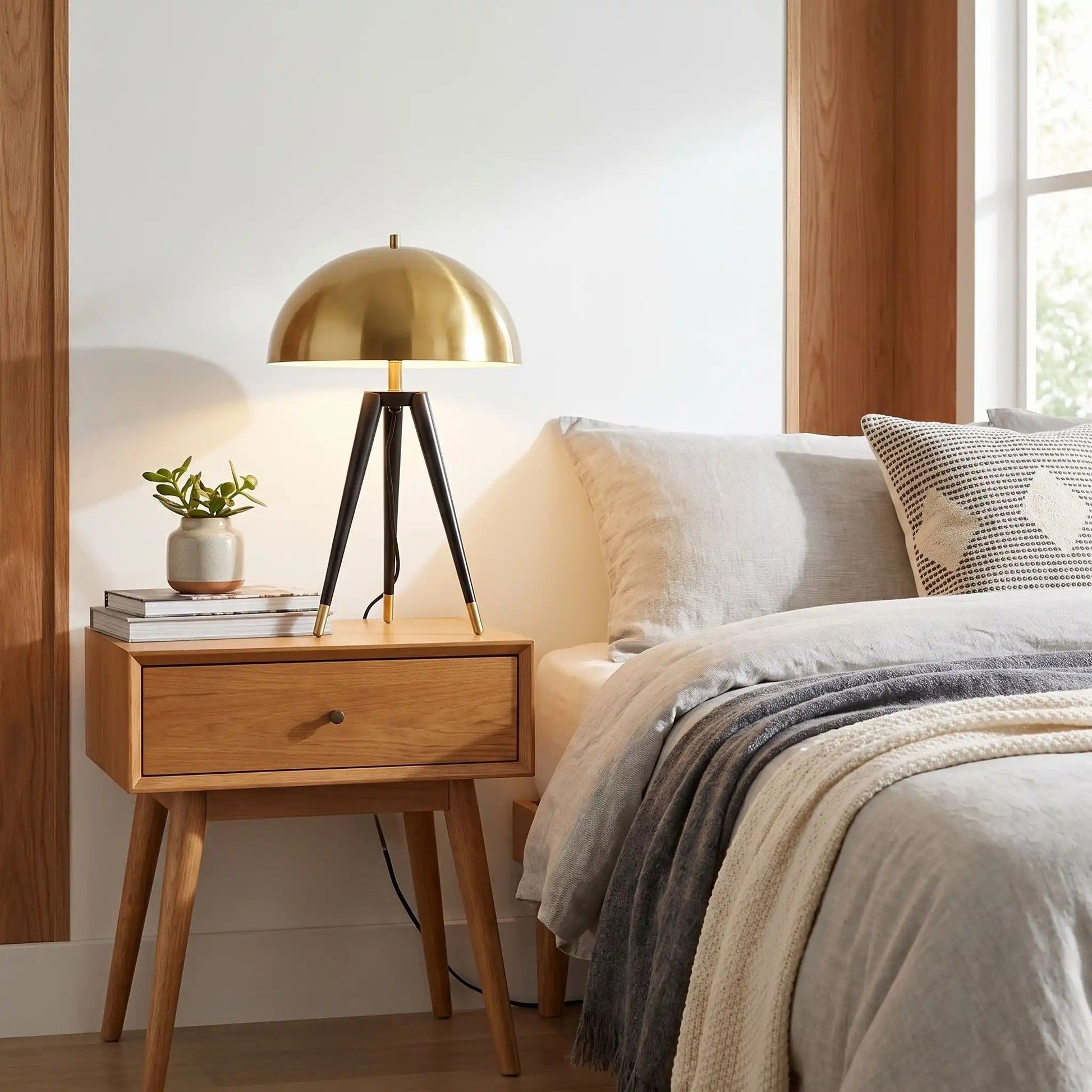 lampe champignon doree mid century