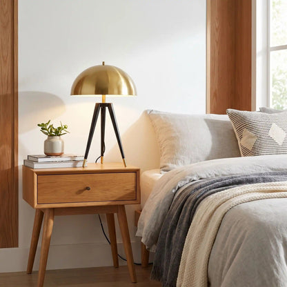 lampe champignon doree mid century