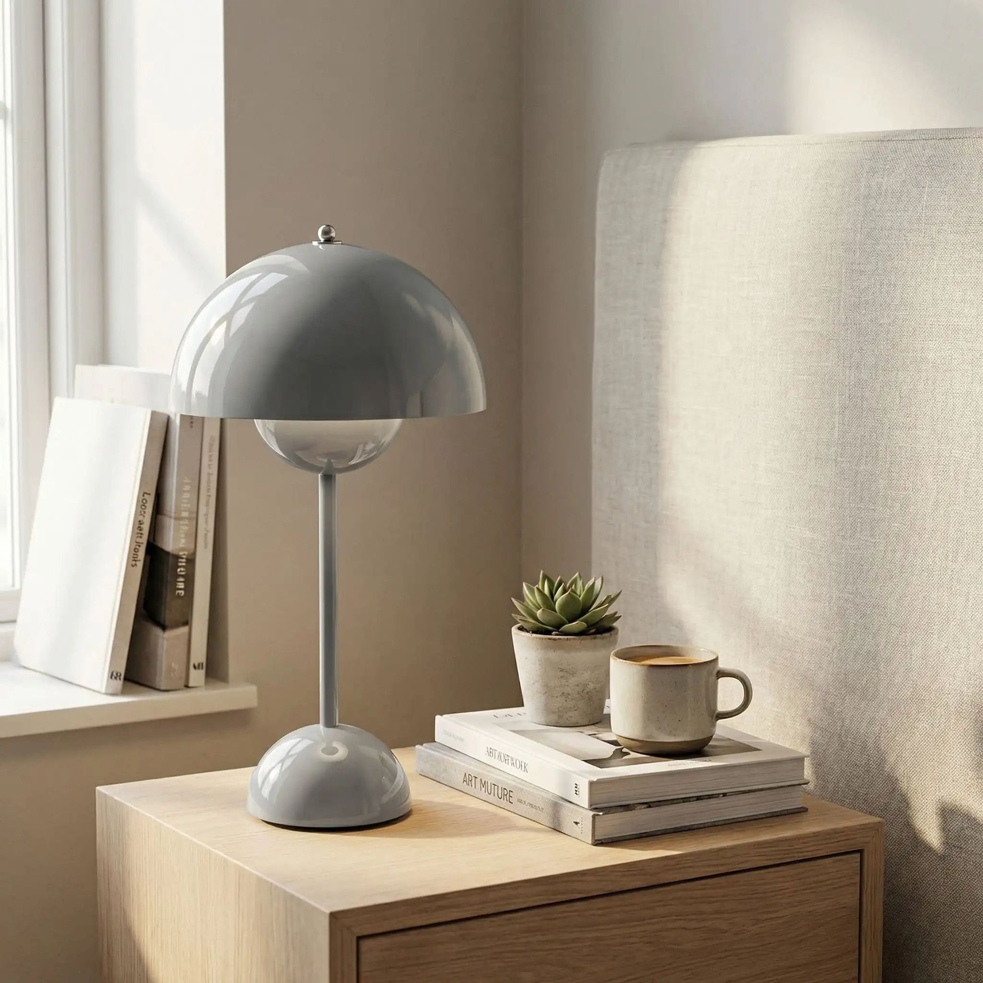 lampe champignon gris table basse design italien rechargeable