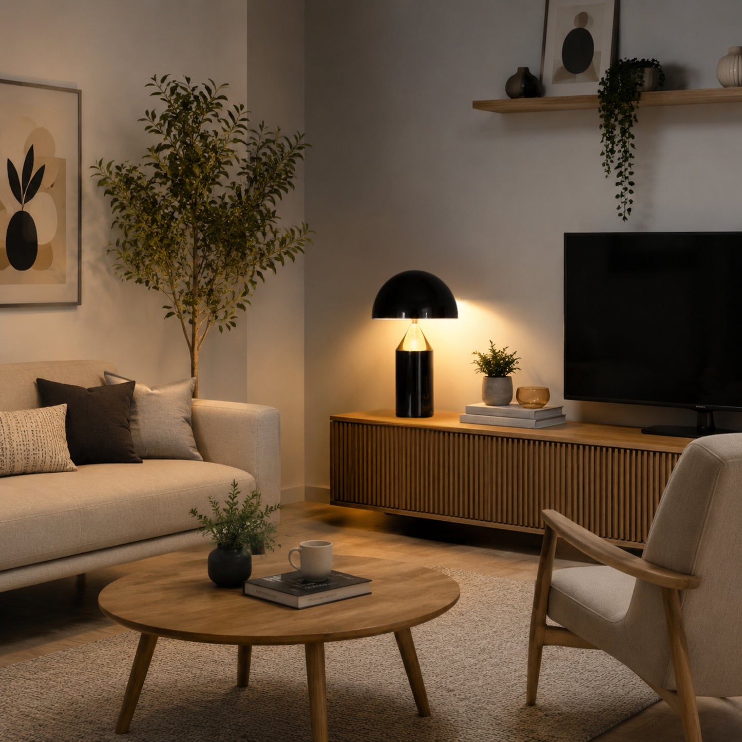 lampe champignon noire doree design iconique italien