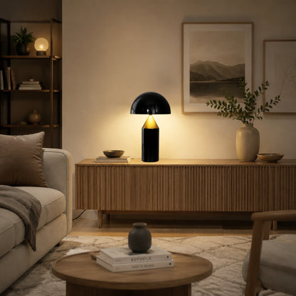 lampe champignon noire doree sejour design iconique italien