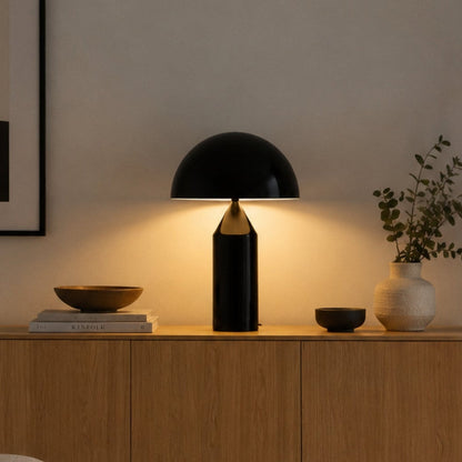 lampe champignon noire vu rapproche design iconique italien