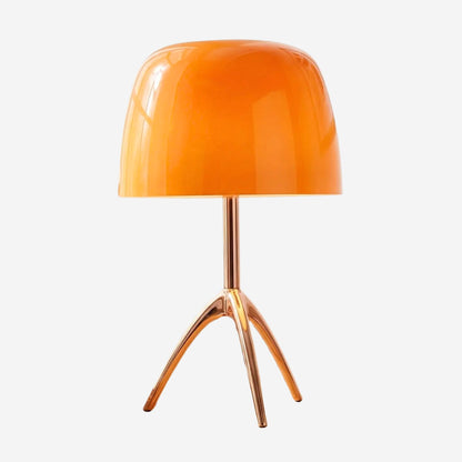 Lampe champignon orange Verre Soufflé orange base cuivre