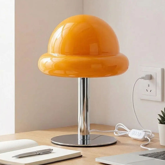 Lampe champignon orange Prise USB LED bureau.