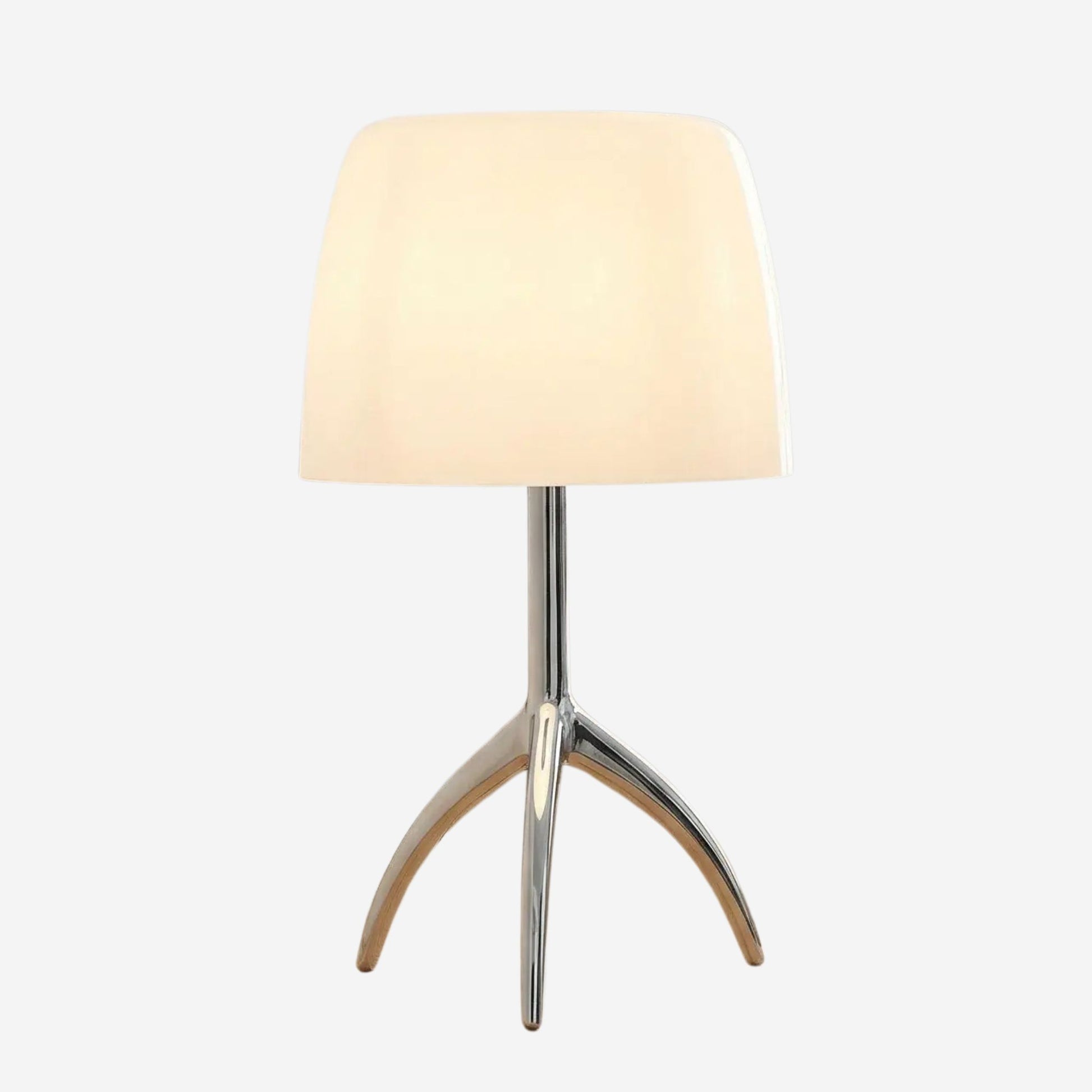 Lampe champignon orange Verre Soufflé beige base chrome fiche produit
