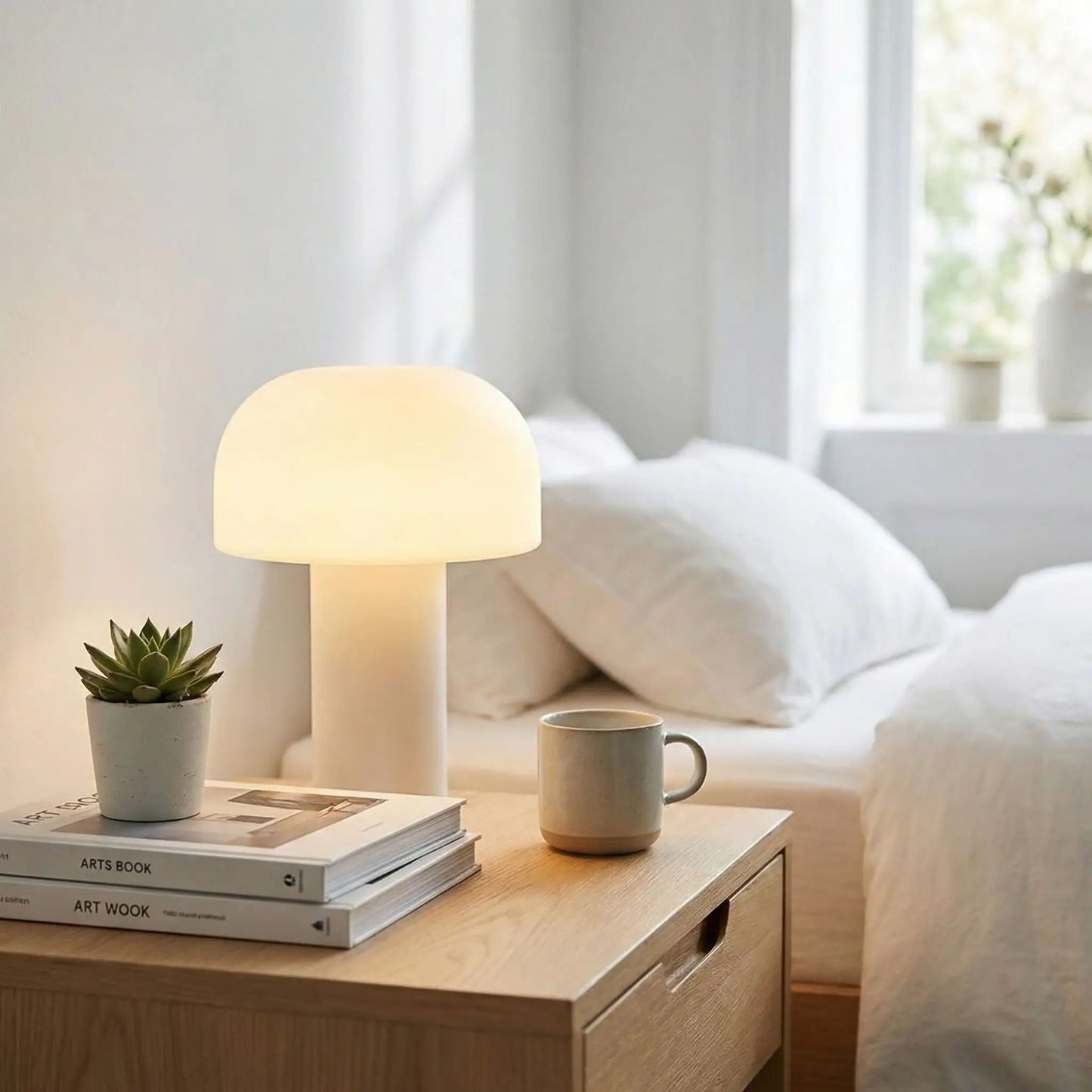 lampe champignon orange couleur blanc table chevet tactile rechargeable