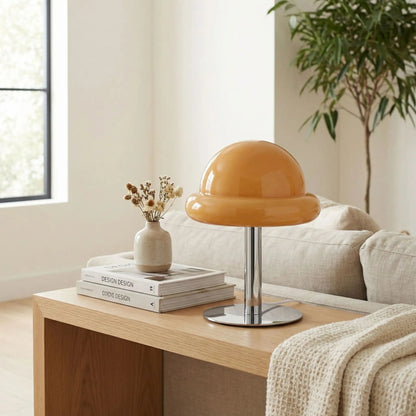 Lampe champignon orange Prise USB LED blanc chevet