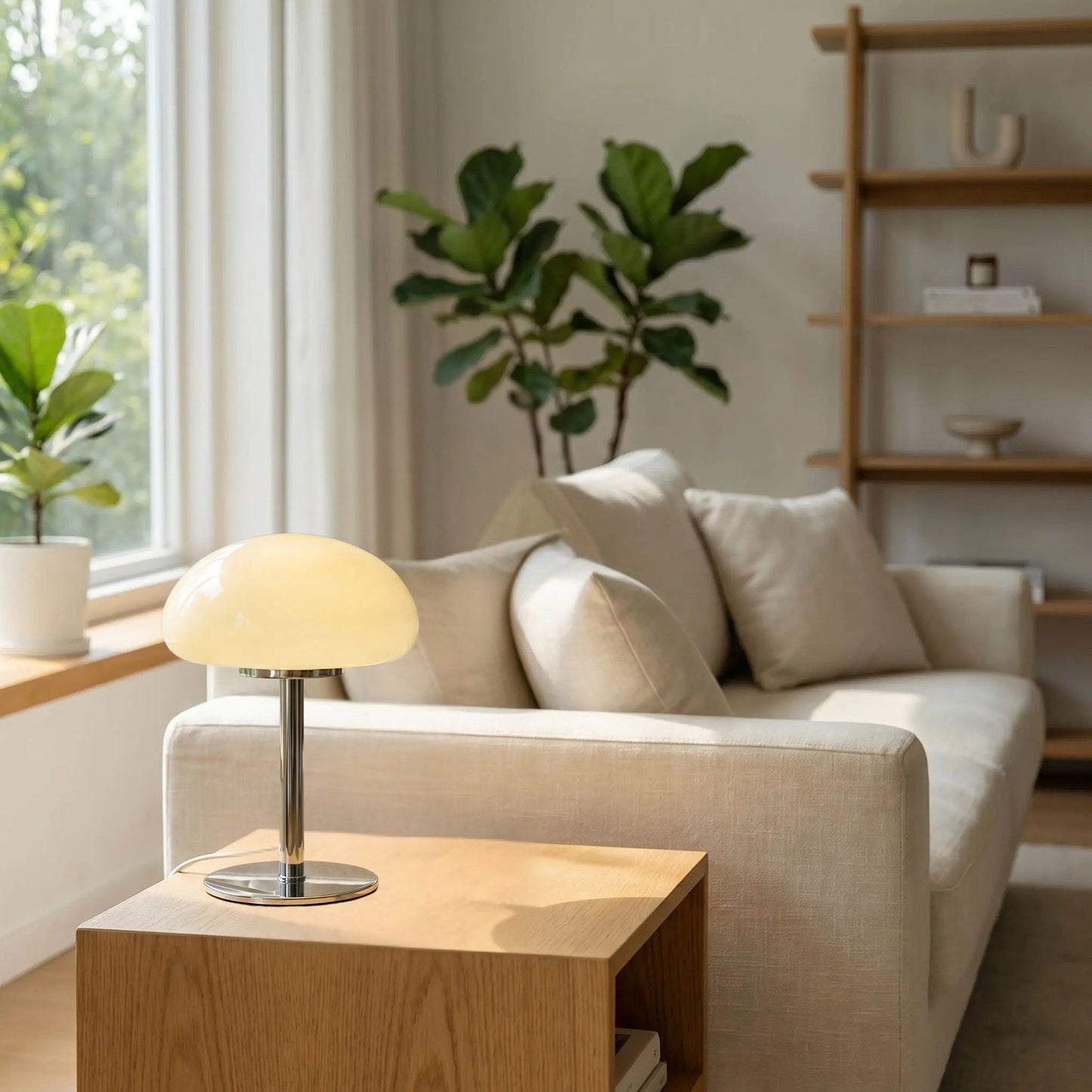 lampe champignon orange Prise USB Cosy crème table salon lumière douce