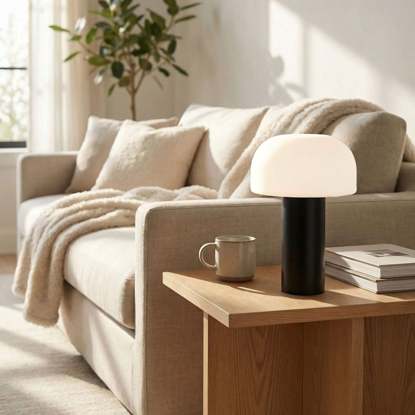 lampe champignon orange couleur noir table salon tactile rechargeable