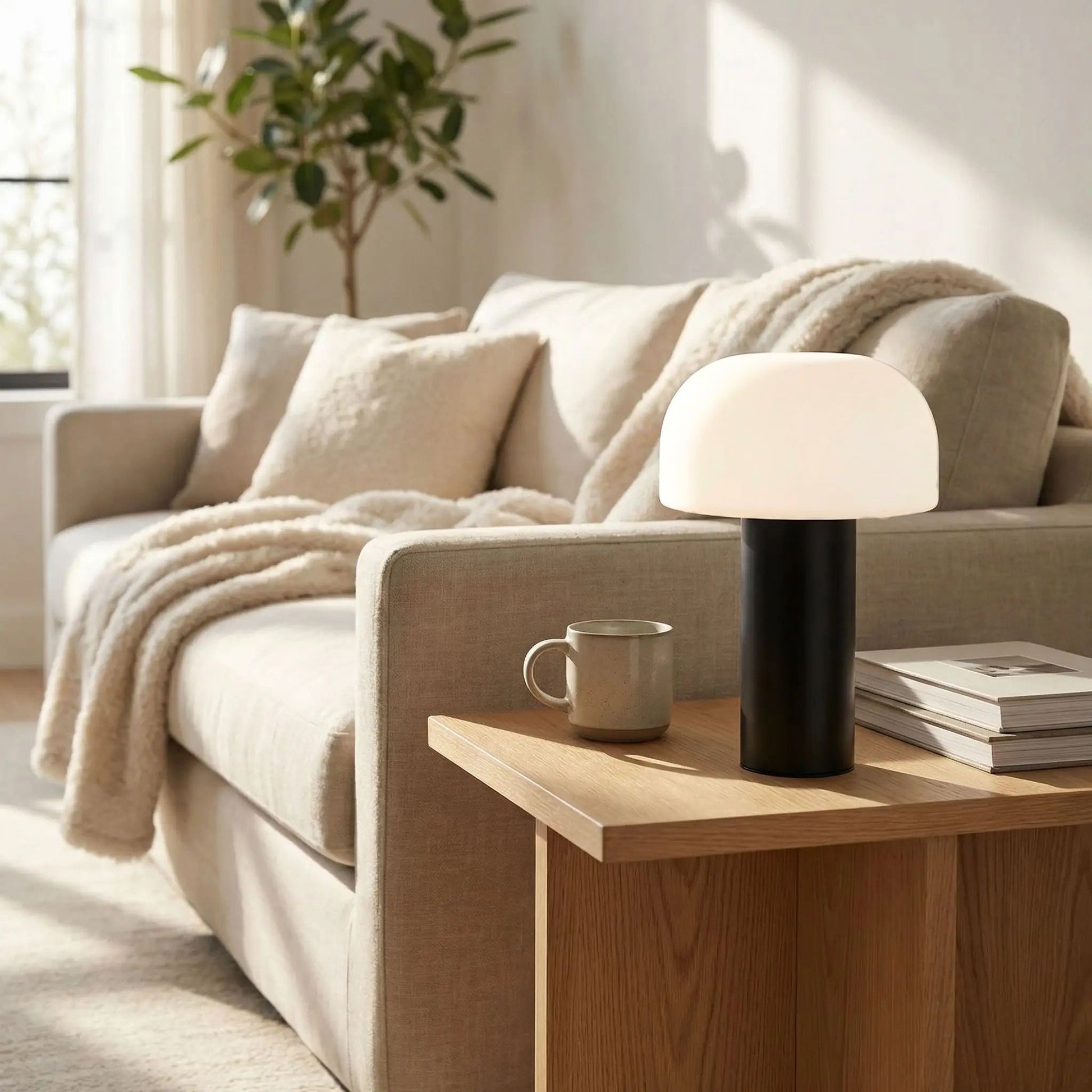 lampe champignon orange couleur noir table salon tactile rechargeable