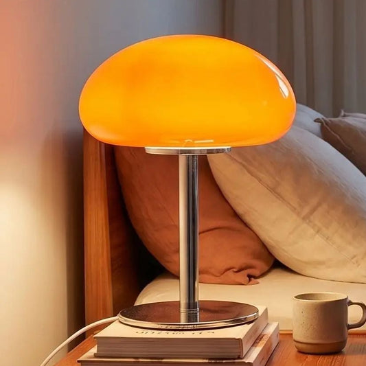 Lampe champignon orange Prise USB Cosy, chevet, USB, éclairage doux.