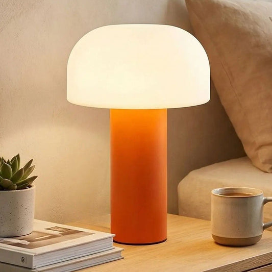 lampe champignon orange couleur orange table chevet tactile rechargeable