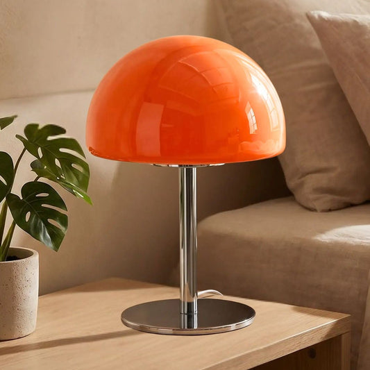 Lampe champignon orange USB style retro couleur orange table chevet ambiance cosy et vintage