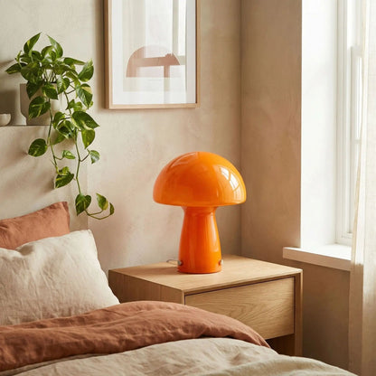 Lampe champignon orange Vintage 70 table chevet orange rétro