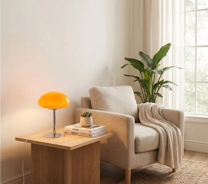 lampe champignon orange Prise USB Cosy orange table salon lumière douce